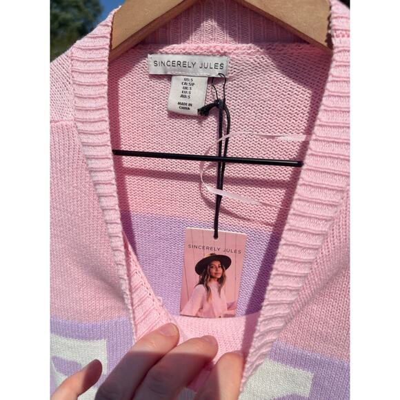 Sincerely Jules Ski Crewneck Sweater Size Small Pink Winter Pullover - Picture 7 of 7